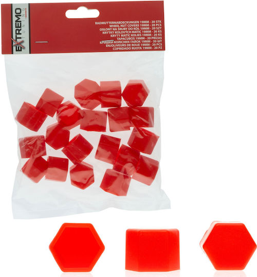 Extremo Tuning 19 Mm Red Bolt Caps 20 Pcs Installation Wheels