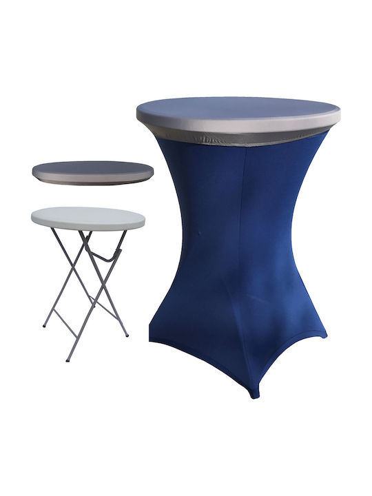 Masa Plastic Catering Pentru Spații Mici Exterioare Pliabilă Cu Ramă Metalică Albastră 80x80x110cm