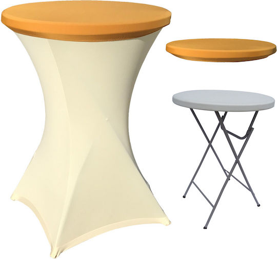 Plastic Catering Garden & Terrace Table for Small Spaces Foldable with Metal Frame Ivory 80x80x110cm