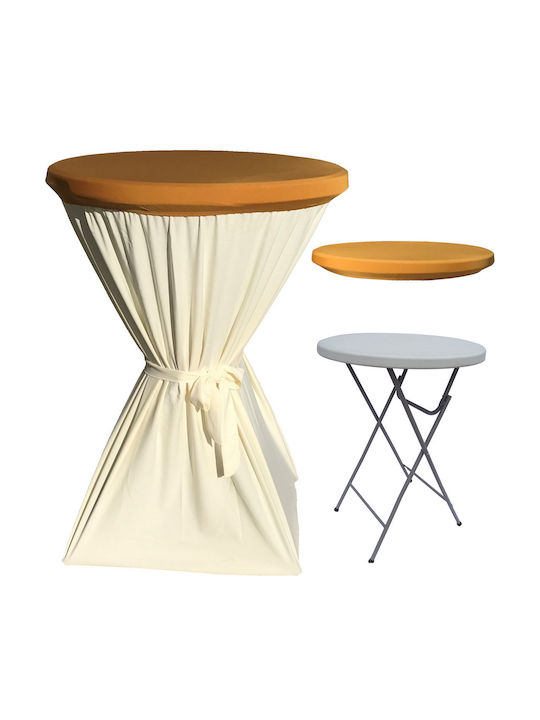 Masă Plastic Catering Pentru Spații Mici Exterioare Pliabilă Cu Ramă Metalică Ecru 80x80x110cm
