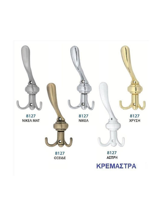 Import Hellas Κρεμάστρα Τοίχου Μεταλλική Μπρούτζινη 8x19cm