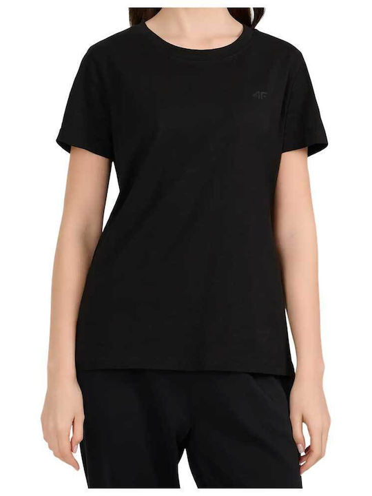 4F Women's Short Sleeve Black Blouse