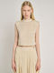 Women's Cotton Sleeveless Beige Top