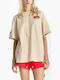 Teddy Γυναικείο Oversized T-shirt Μπεζ