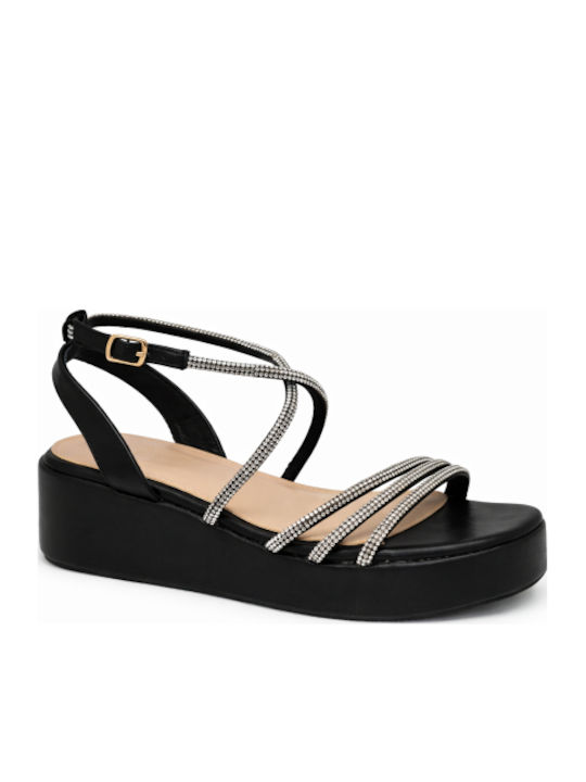 Flache Damen Sandalen Flatforms Schwarz