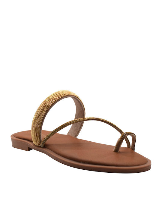 Leder Damen Anatomisch Goldene Flache Sandalen
