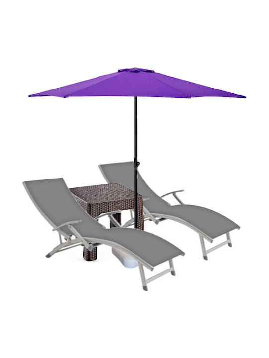 Șezlonguri din Aluminiu Gri 2 Buc 170x52 cm