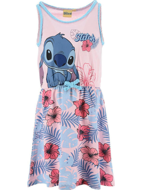 Mädchenkleid Ärmellos Blumen Rosa