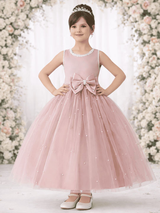Mädchenkleid Ärmellos Tüll Rosa Sapo Mēlo