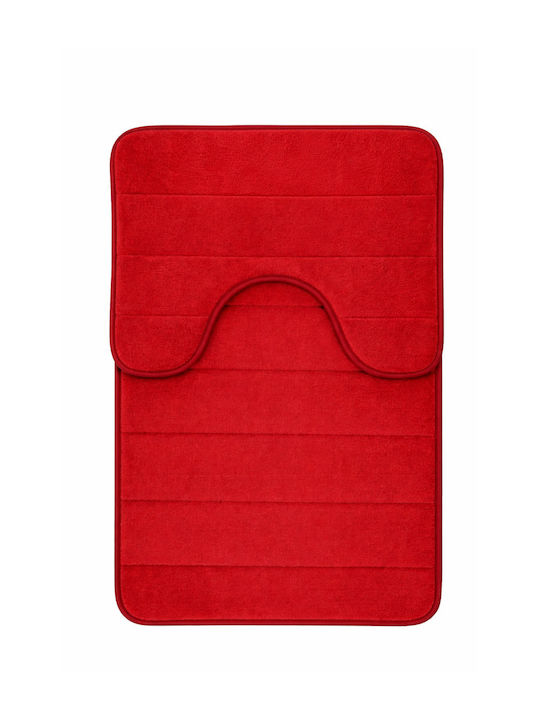 Alista Home Set Antiderapant Covoare De Baie AT1CT-IM1P-RS1S-DT25025/008 Roșii 50x80cm 2 Bucăți