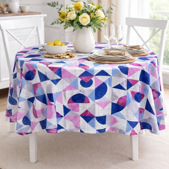 Pucioasa Tablecloth Rotunda Cotton Purple/Blue Φ180cm