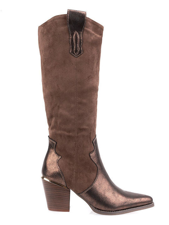 Fshoes Fshoes Women's Boots with Medium Heel Brown