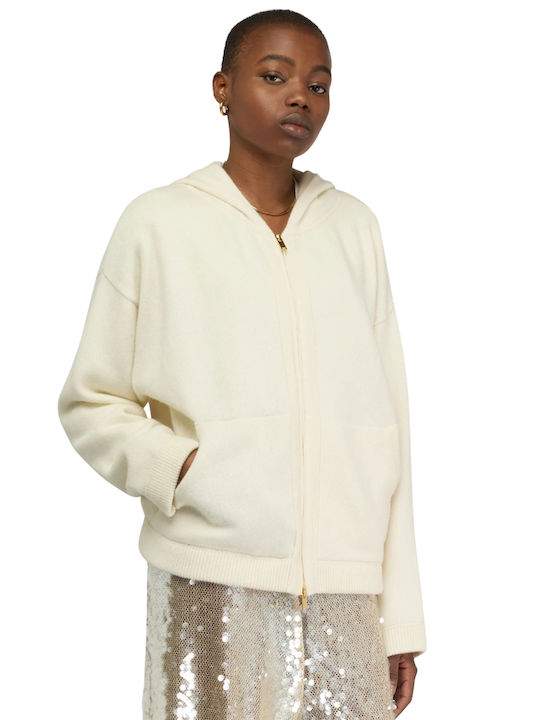Long Women's Knitted Cardigan Beige