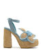 Suede Damen Sandalen Blau