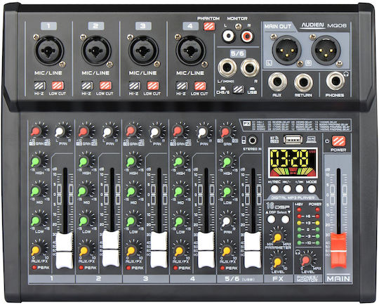 Audien MQ06 Ψηφιακή Κονσόλα 16 Καναλιών με Phantom Power & 16 Εισόδους XLR & Bluetooth