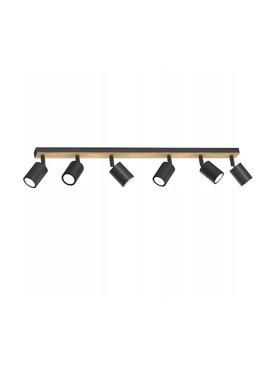 Luminex Spot With 6 Lights And GU10 Lamp Adapter In Black Colour