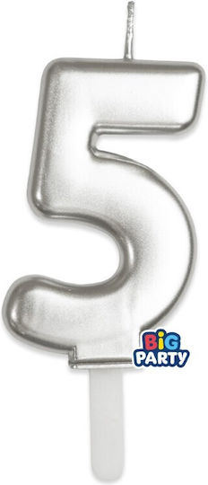Geburtstagskerzen Tiny Plump Silber 7cm Nummer 5