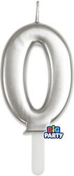 Tiny Plump Silver Candle 7cm Number 0