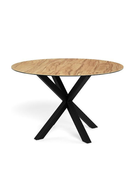 Norsica 780 Round Extendable Dining Room Table with Black Ceramic Surface 76x76cm