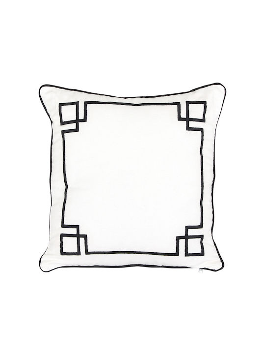 Sofa Cushion Outline 100% Cotton White/Black 40x40cm