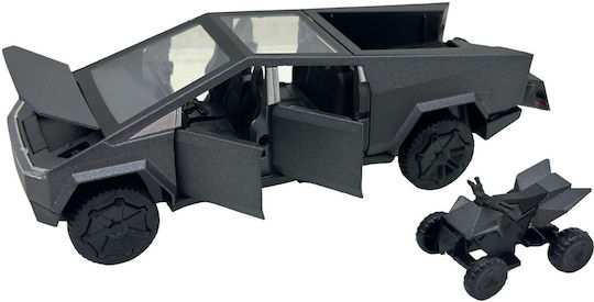 Model Metalic Tesla Cybertruck Gri Metalat Atv Scara 1:32 Sunet Lumini Uși Deschise
