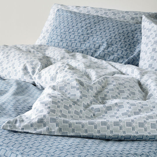 Kentia Kivo Σετ Κουβερλί Μονό Βαμβακερό Blue-white 160x240cm