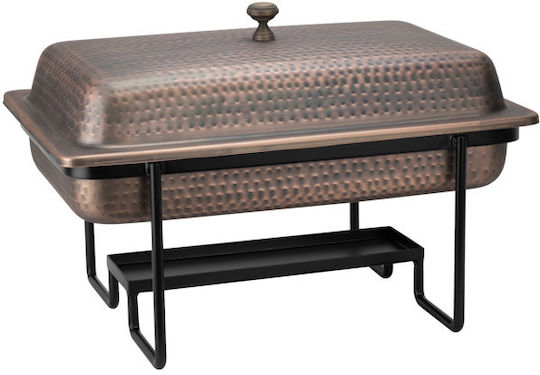 Vas De Gătit Gn 1/1 Culinaro Antic 55x35cm 8lt Oțel Inoxidabil Texturat Cu Strat Antic De Cupru Suport Negru
