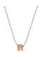 Abadianakis Monogram Necklace "R" From Pink Gold Plated Silver Pink