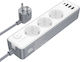 Borofone Πολύπριζο 3 Θέσεων με 3 USB-A, 1 USB-C και Καλώδιο 2m