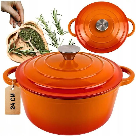 Untiefe Töpfe aus Gusseisen 4l / DQ24-Orange