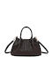 Gallantry Women's Woven Handbag Rigid Handles Removable Shoulder Strap Dark Brown