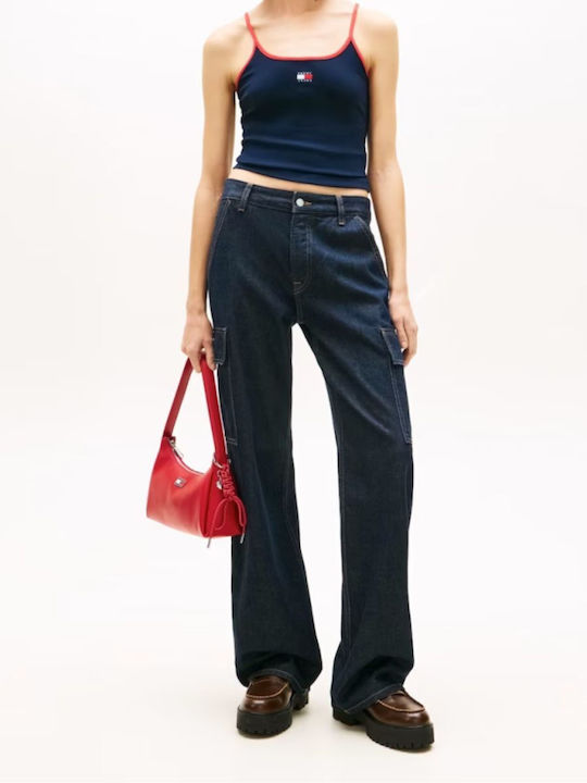 Tommy Hilfiger Damenbluse Aus Baumwolle mit Spaghetti-Träger Dunkelblau Tommy Hilfiger Damenbluse Aus Baumwolle mit Spaghetti-Träger Dunkelblau