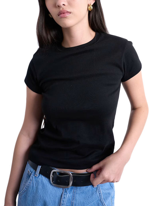 Γυναικείο Crop T-shirt Μαυρο