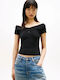 Women's Cotton Off-Shoulder Top Black