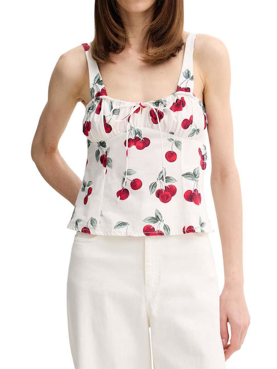 Women's Cotton Sleeveless White Blouse