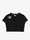 Γυναικείο Crop Top Βαμβακερό Αμάνικο Black