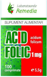 Laboratoarele Remedia Acid Folic 1mg 1mg 100 Comprimate Laboratoarele Remedia Acid Folic 1mg 1mg 100 Comprimate
