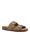 Brionia Leder Flache Damen Sandalen Braun