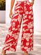 Women's High Rise Palazzo Fit Pantaloons Red