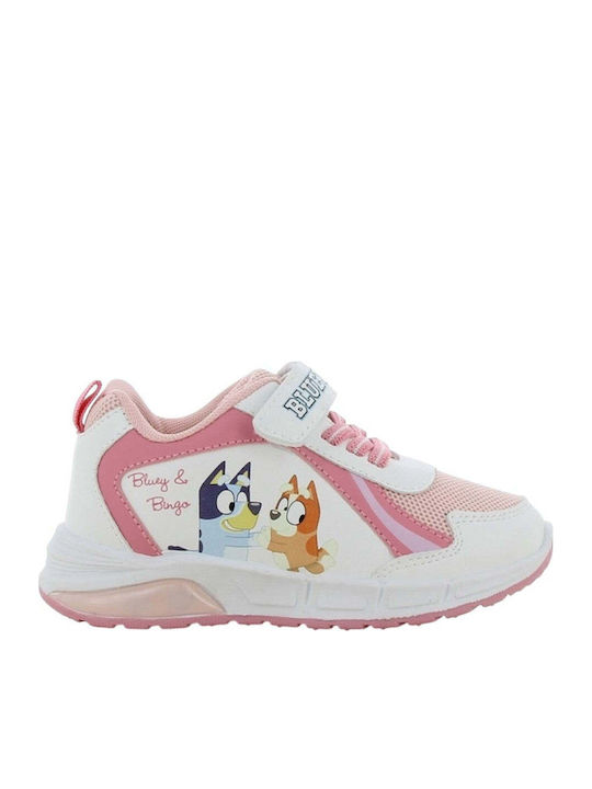 Kids Sneakers Anatomic with Hoop & Loop Closure & Lights White