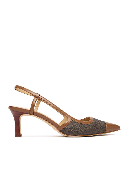 Michael Kors Alora Toe Cap Mid Pantofi Cu Toc Maro