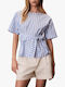 Long Sleeve Women's Shirt Blue Striped