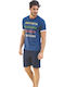 Enrico Coveri Sommer Herrenpyjama Bermuda in Marineblau