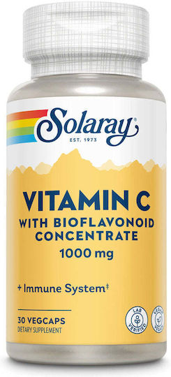 Secom Vitamina C Solaray Vitamină pentru Susținerea Imunității, Pielii și Acțiune Antioxidantă Natural 200ml 30 Capsule