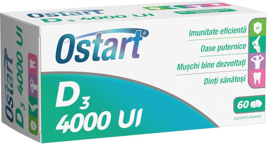 Fiterman Pharma Ostart D3 4000iu Vitamina pentru Întărirea Imunității și Sănătatea Oaselor Natural 60 comprimate