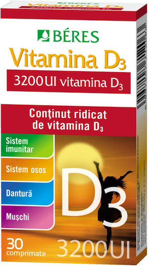 Béres Vitamina D3 Pentru Întărirea Imunității și Sănătatea Oaselor 3200 UI 30 Comprimate