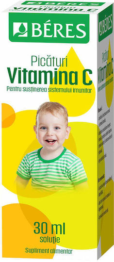 Béres Vitamin C Drops Vitamina pentru Întărirea Imunității, Piele și Acțiune Antioxidantă Fruct 30ml