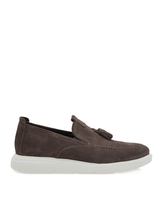 Suede Ανδρικά Loafers σε Καφέ Χρώμα