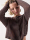 Women's Knitted Cardigan with Buttons Brown