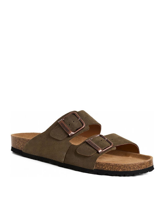 Leather Men's Sandals in Green Colour